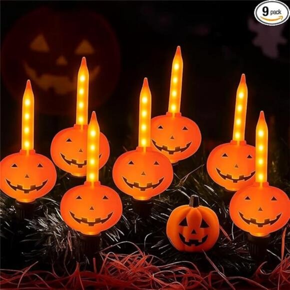 Halloween Pumpkin Bubble Lights-9Ft Halloween String Lights with 9 JackO Lantern - Picture 8 of 8